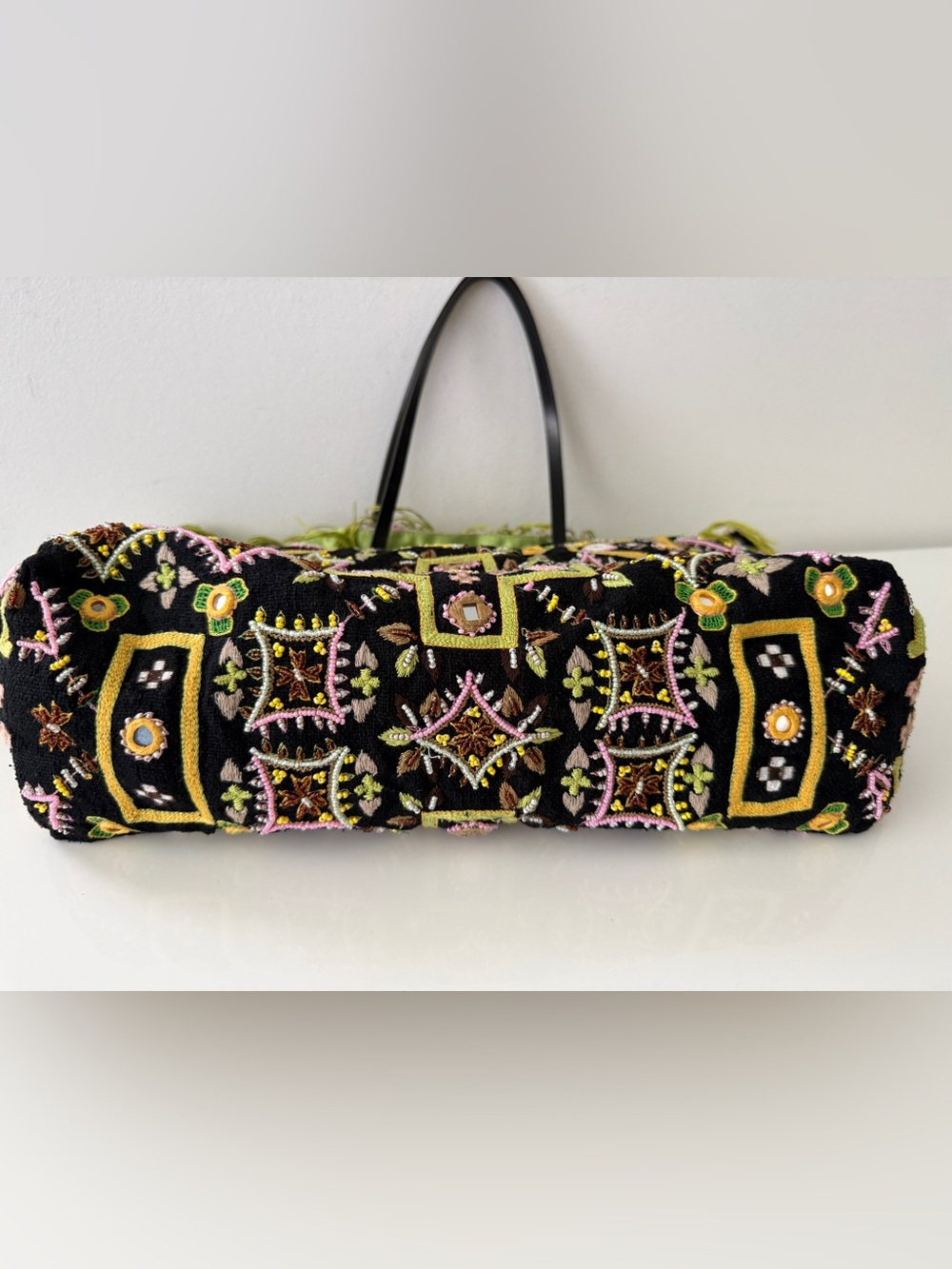 FENDI Beaded Embroidered Canvas Tote Handbag Bag - Picture 5 of 10